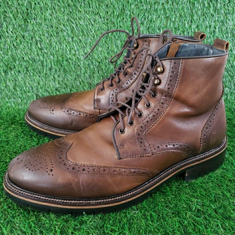 Johnston & Murphy XC Flex Wing Tip Mens 9 Sheepskin Boot Two Tone Leather